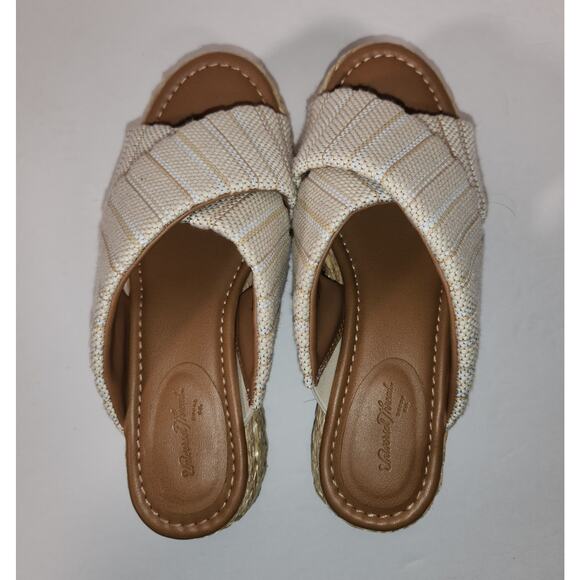UNIVERSAL THREAD Espadrille Sandal Womens 6.5 Tan Striped Platform Textured Boho - Picture 5 of 10